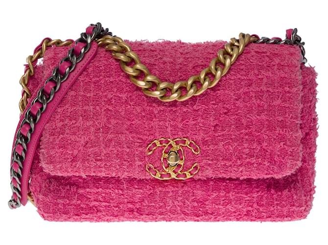 Bolsa CHANEL Chanel 19 em tweed rosa - 101204  ref.901428