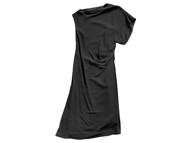 Vestido Balenciaga negro asimétrico drapeado