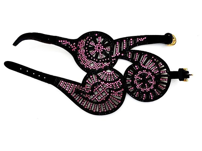 Bracciale Rigido Sergio Rossi Strass Neri e Rosa Nero