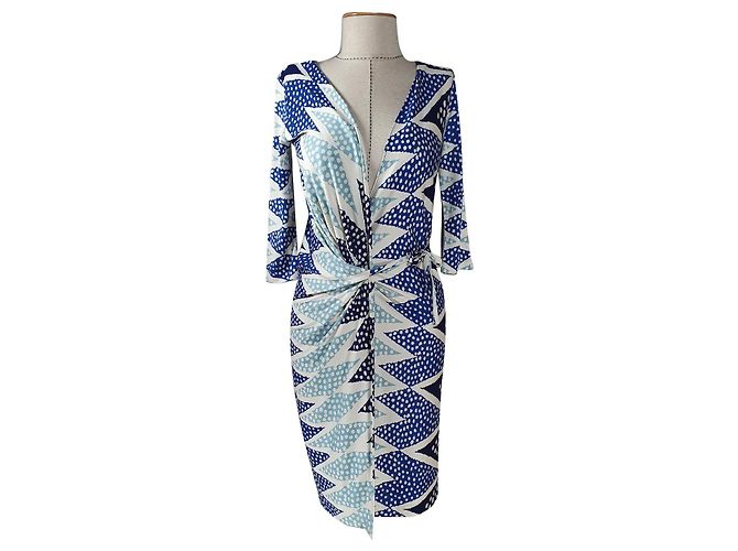 Abito Diane Von Furstenberg in seta blu multicolore