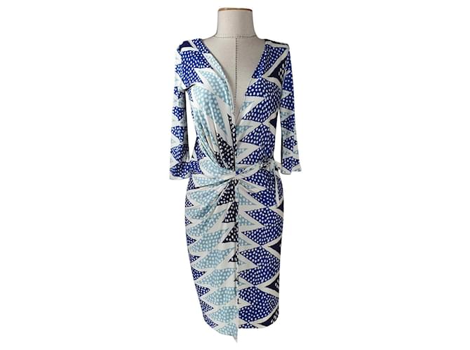 Diane Von Furstenberg Robes Soie Bleu Multicolore  ref.901491