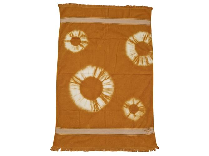 Hermès Yachting dye beach towel Orange Cotton  ref.901545
