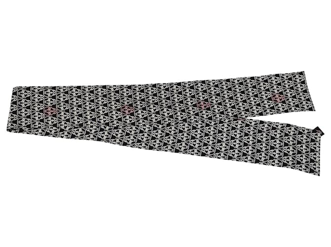 Bufanda con estampado de calaveras de Thomas Wylde en seda negra y roja  ref.901578