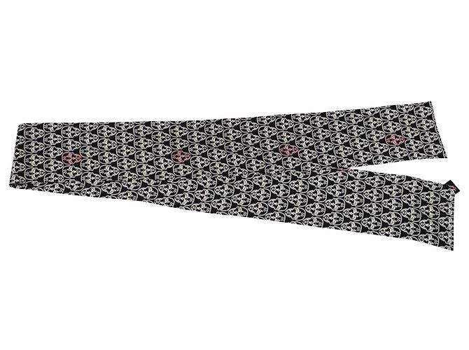 Thomas Wylde Skull Printed Scarf in Black Red Silk