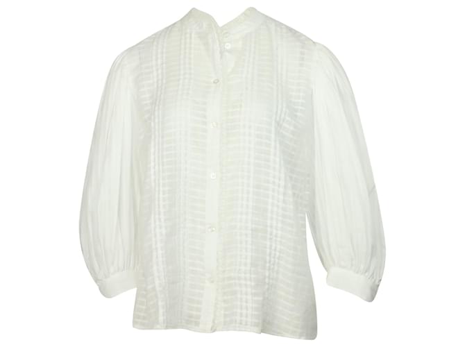See by Chloé Crochet-Trimmed Pintucked Embroidered Blouse in White Cotton  ref.901588