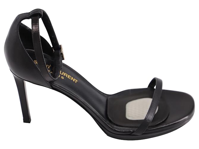 Yves Saint Laurent Amber Strap Sandals in Black Leather ref.901604