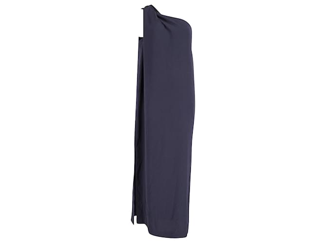 Iris & Ink One Shoulder Maxi dress in Navy Blue Polyester  ref.901612