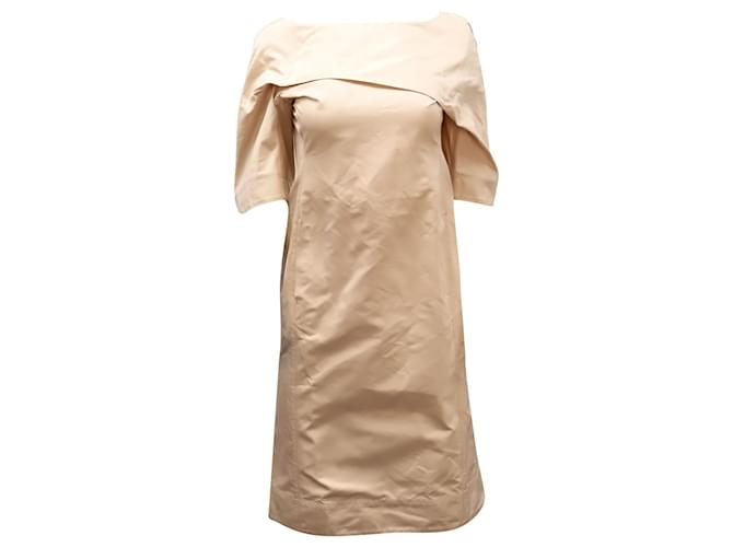 Jil Sander Short Sleeves Midi Dress in Nude Polyester Flesh  ref.901617