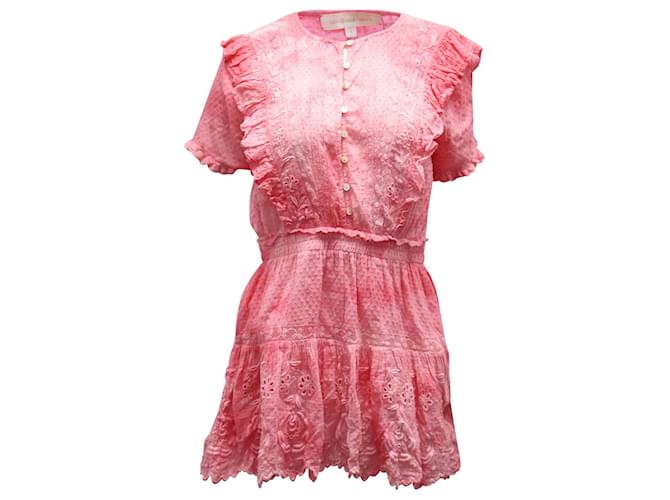 Autre Marque LoveShackFancy Sheldon Mini Dress in Pink Cotton  ref.901620