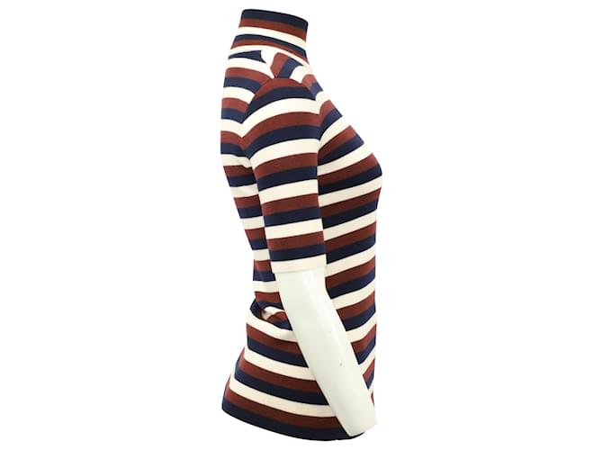Victoria Beckham Striped 3/4 Sleeve Top in Multicolor Wool Multiple colors  ref.901621