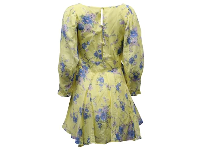 Autre Marque LoveShackFancy Ross Floral Mini Dress in Yellow Cotton  ref.901637