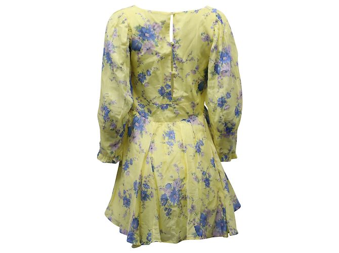 Autre Marque Minivestido floral LoveShackFancy Ross em algodão amarelo