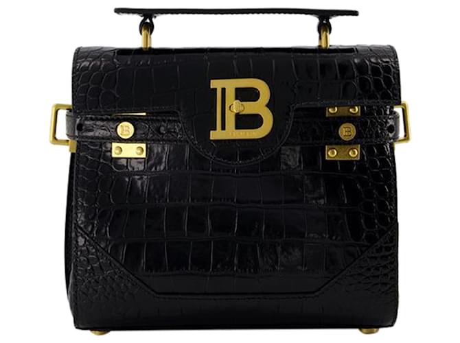 Balmain B-Buzz 24 Leather Shoulder Bag - Brown