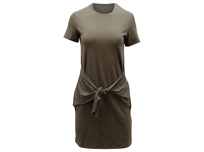Theory Dakui Kleid mit Bindeband vorne aus olivgrüner Baumwolle  ref.901655