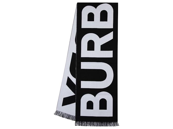 Echarpe logo - Burberry - Laine - Noir  ref.901664