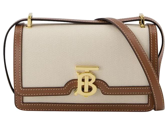 Burberry Malt Brown Tb Leather Bag