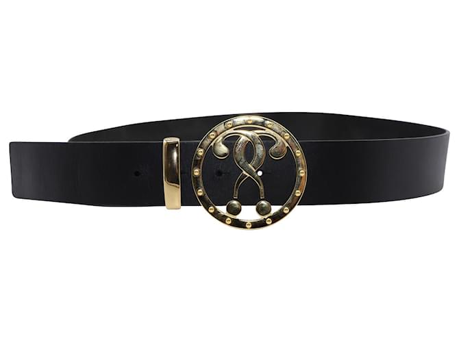 Moschino Double Question Mark Belt in Black Leather  ref.901671