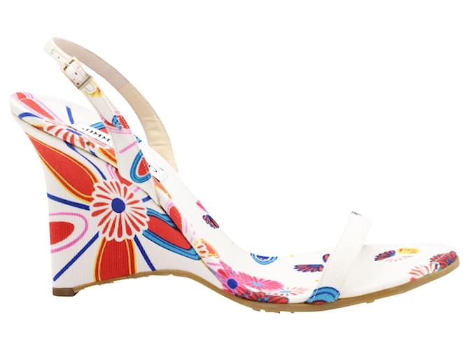 Jimmy Choo Slingback Wedge Sandals in Floral Print Canvas Cloth  ref.901697