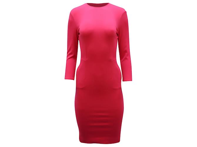 Pierre Balmain Knit Bodycon Midi Dress in Pink Viscose Cellulose fibre  ref.901710