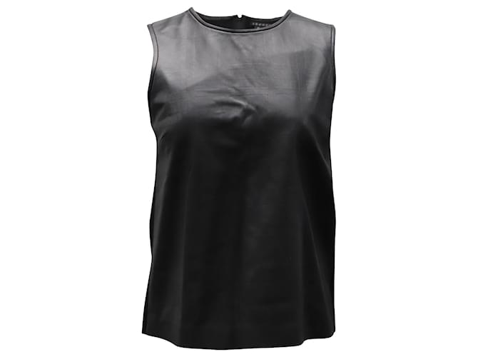 Theory Sleeveless Textured Top in Black Leather  ref.901729