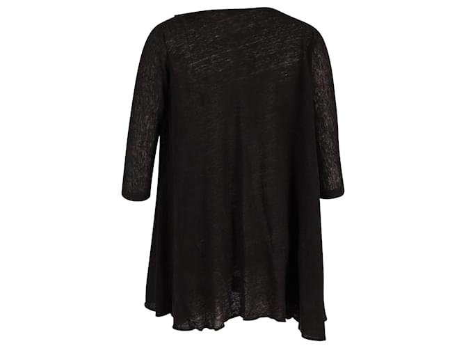 Maje Quarter-Sleeved Mini Dress in Black Linen  ref.901746