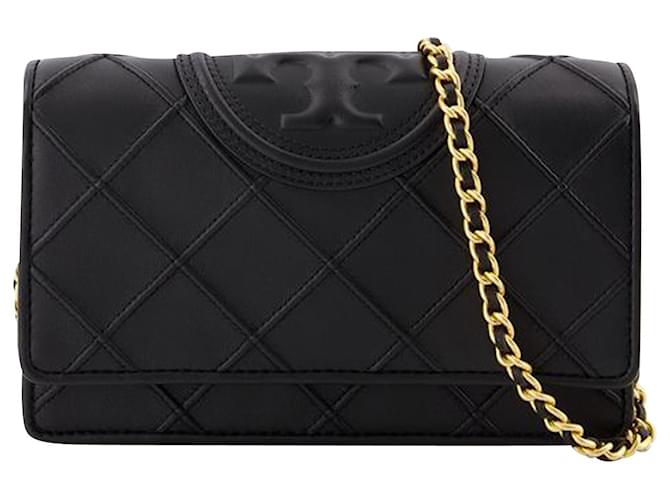 Sac à bandoulière Fleming Soft Chain - Tory Burch - Cuir - Noir  ref.901756