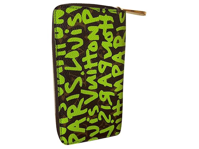 Louis Vuitton LV Zippy wallet Graffiti stephen sprouse Green Cloth  ref.901766