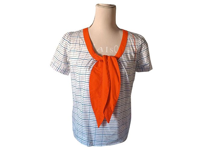 Camicetta Jc De Castelbajac in cotone blu e corallo