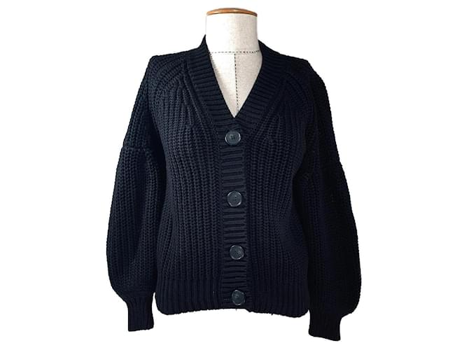 Autre Marque Repeat Strickjacke Schwarz Baumwolle 