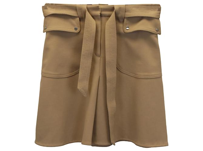 Maje Belted Mini A-Line Skirt in Camel Polyester Yellow  ref.901932