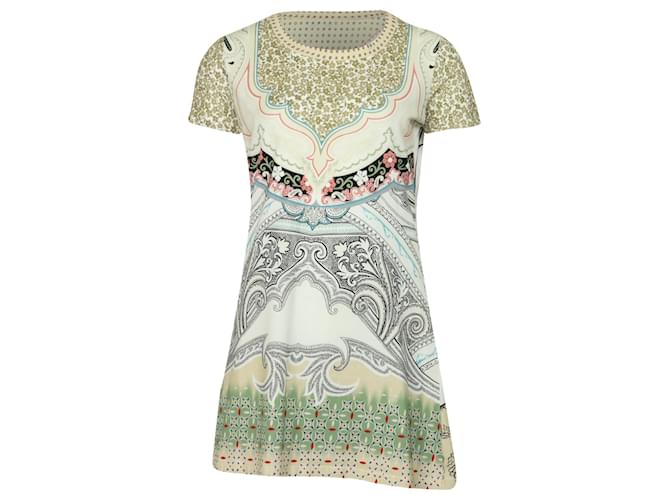 Etro Short Sleeve Print Casual Dress in Multicolor Cotton Multiple colors  ref.901940
