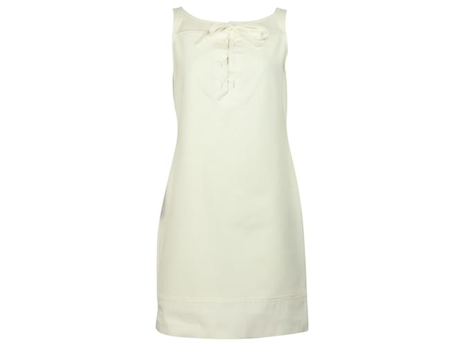 Diane Von Furstenberg Lace Up Heronette Dress in White Cotton Cream  ref.901941