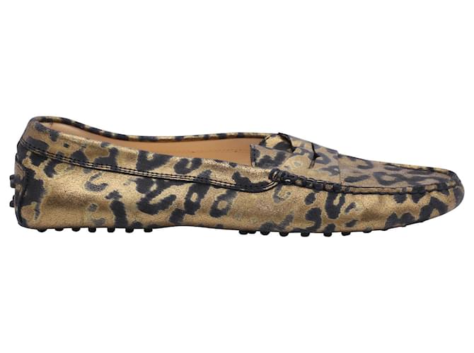 Tod's Gommino Driving Shoes com estampa de leopardo em couro multicolorido Multicor  ref.901943