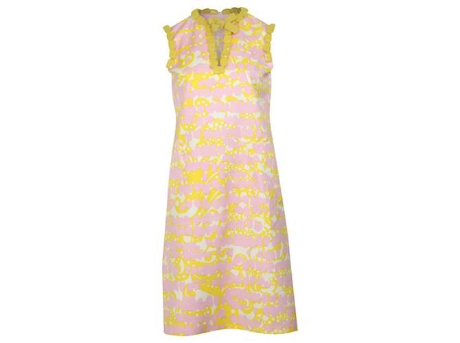 Giambattista Valli Crystal Embellished Floral Print Dress in Pink Cotton  ref.901950