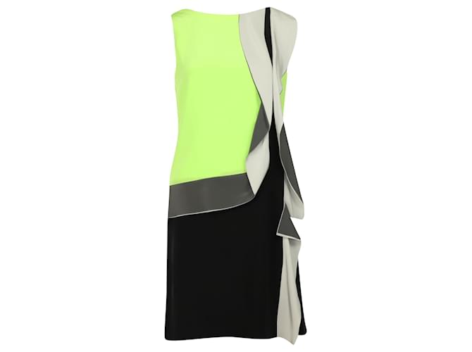 Diane Von Furstenberg Shizuka Ruffled Dress in Neon Green Silk  ref.901951