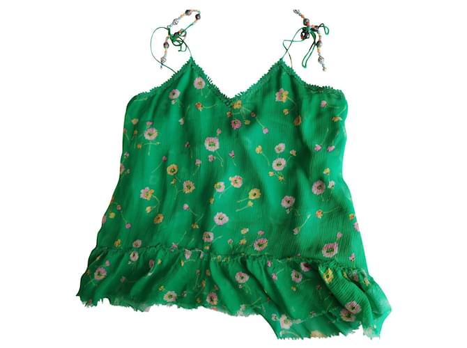 Floral top by The Kooples Green Silk  ref.901983