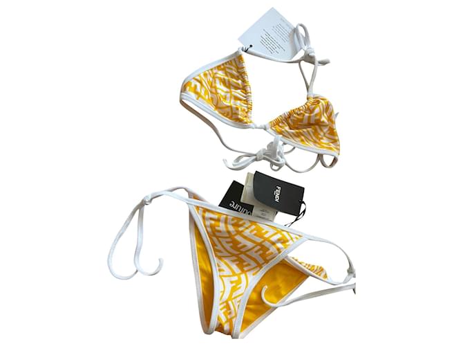 Fendi Swimwear White Yellow Polyamide  ref.901993