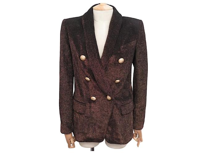 NEW BALMAIN JACKET BLAZER lined BREASTED LIONS HEADS LUREX M 38 JACKET Synthetic  ref.902081
