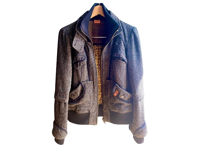 Autre Marque Onia Tweed Bumper Jacket Brown Black Caramel