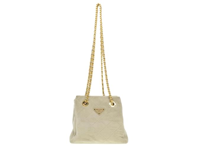Prada Gray Nylon Shoulder & Handbag Quilted Gold Hardware
