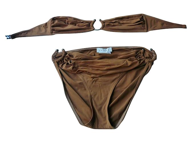 Céline CELINE T bandeau two-piece swimsuit38 Light brown Polyamide  ref.902248