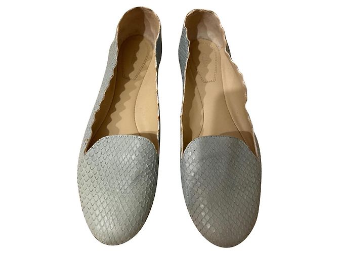 Mocassins Chloé Lauren em python azul celeste