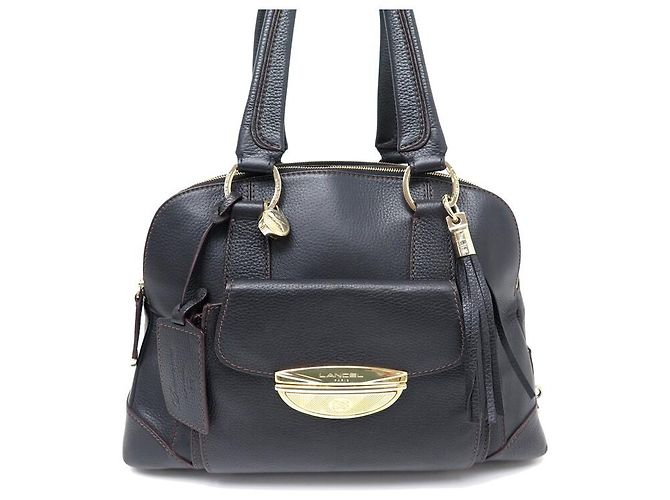 BOLSA DE MÃO LANCEL ADJANI GM EM COURO GRANADO MARROM BOLSA DE MÃO DE COURO MARROM