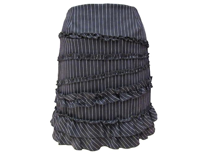 Autre Marque Jupe InWear en laine noire à fines rayures  ref.902714