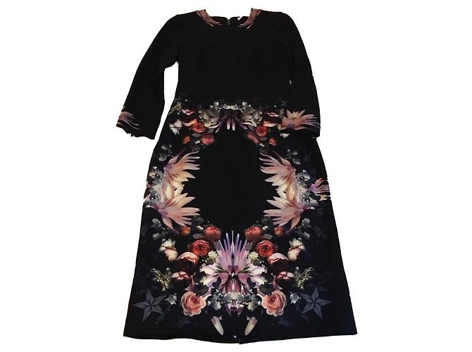 Givenchy Kleid mit Blumenprint Schwarz Viscose Größe 36