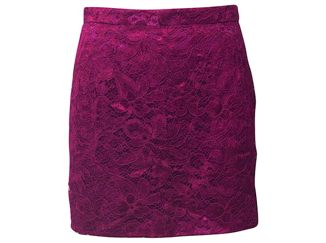 Dolce & Gabbana Lace Pencil Mini Skirt in Purple Cotton  ref.903072
