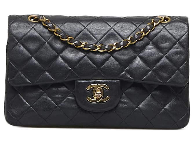Chanel Small Classic Double Flap Bag Black Leather Pony-style