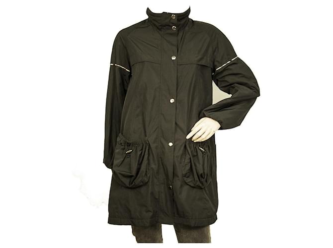 Burberry Negro Poliéster Chubasquero Mac Trench Jacket Abrigo Niña 14 años o Mujer XS  ref.903122