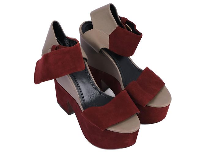 Luggage Céline CELINE  Sandals EU 37 Leather Dark red