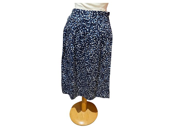 Gonna Agnès b. a Pois in Cotone Blu Navy Multicolore